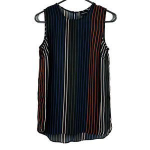 Who What Wear size XS sleeveless blouse black with multi color stripes‎ down